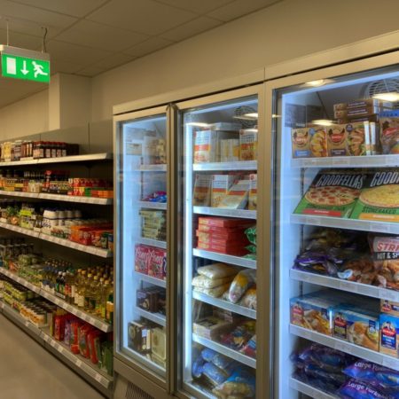 Image of supermarket shelving in Threehills Larder